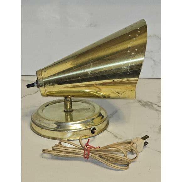 MCM Vintage Swivel Cone Wall Lamp Gold Tone Sconce Mid Century Modern - Picture 2 of 4